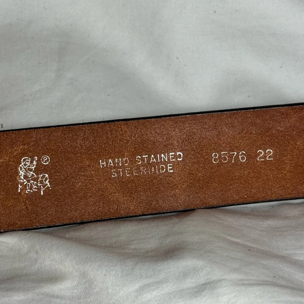 Western Style -Hand Stained Steerhide Leather - Brown Men's Belt - Size 34/36 - Picture 4 of 12